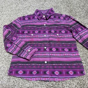 Panhandle Youth Girl XS Western Pearl Snap Shirt Aztec Pink Purple Rodeo Cowgirl